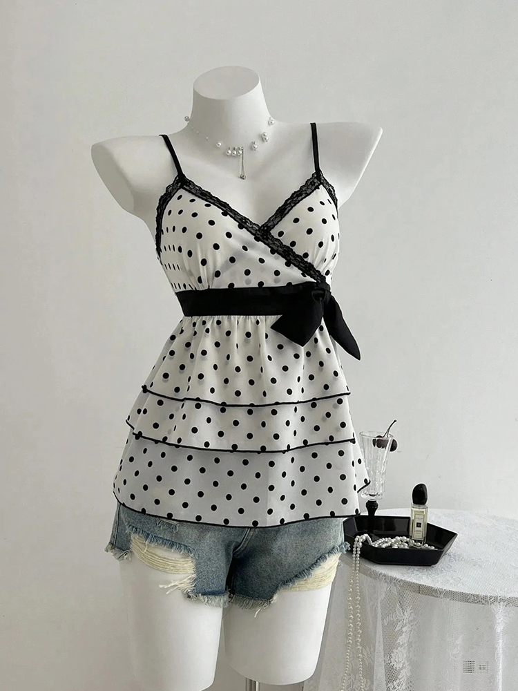 Summer Clothing For 60 Year Old Woman - French-Style Retro Lace Patchwork Color-Blocked Bow