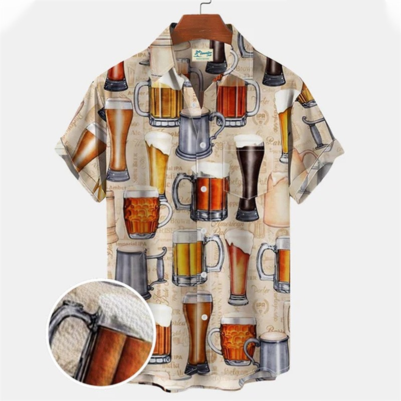 Summer Clothing Recommendations - Hawaiian Casual Floral Shirt Men Beer