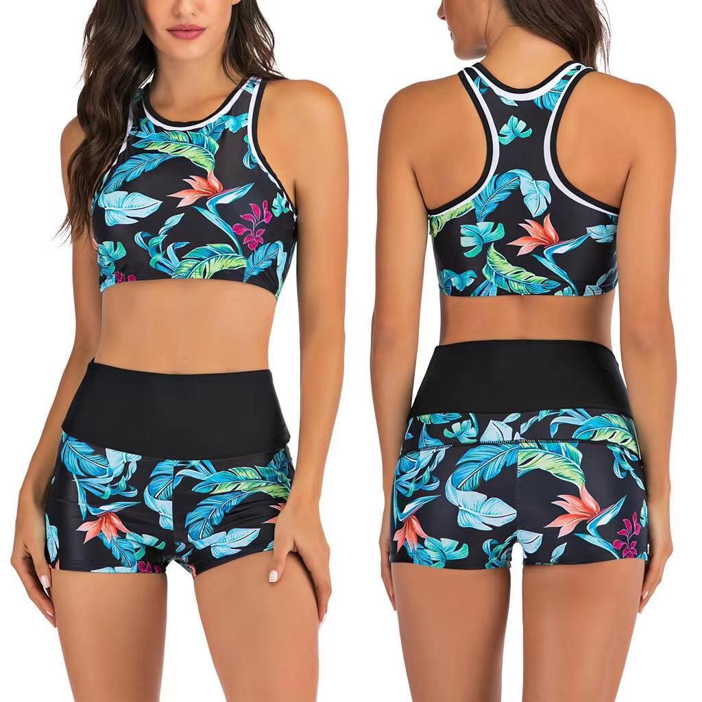 Halter Neck Top - Y2K Bikini Woman Tankini With Shorts