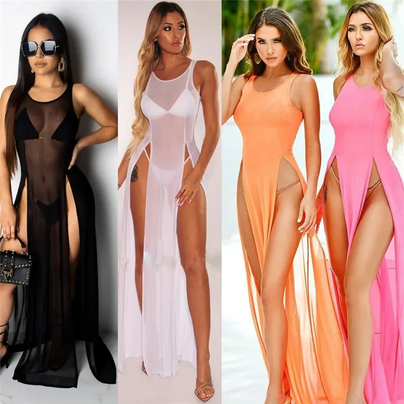 Summer Clothing H&M - Women Sexy Long Dress Mesh Sheer