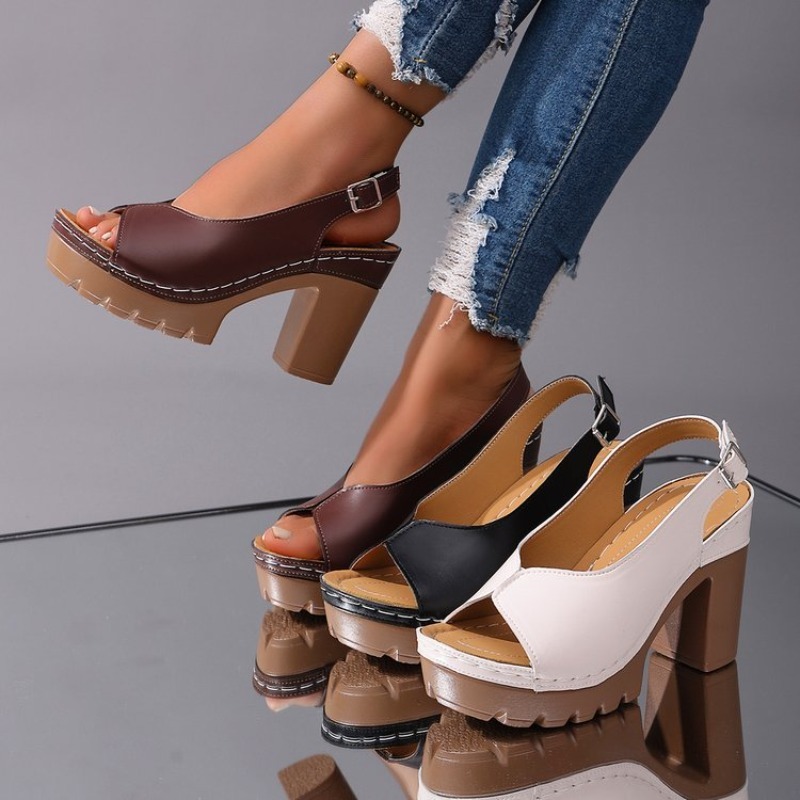 Summer Clothing Items - Women's Sandals Chunky High Heels OpenToe