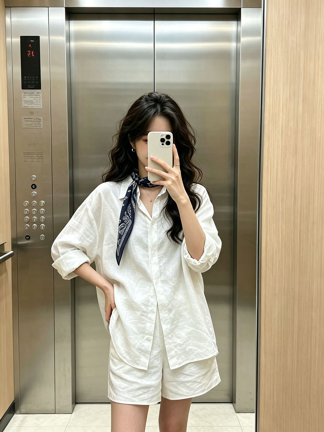 Summer Clothing Old Money - White Korean Style Shirt Elastic Waist