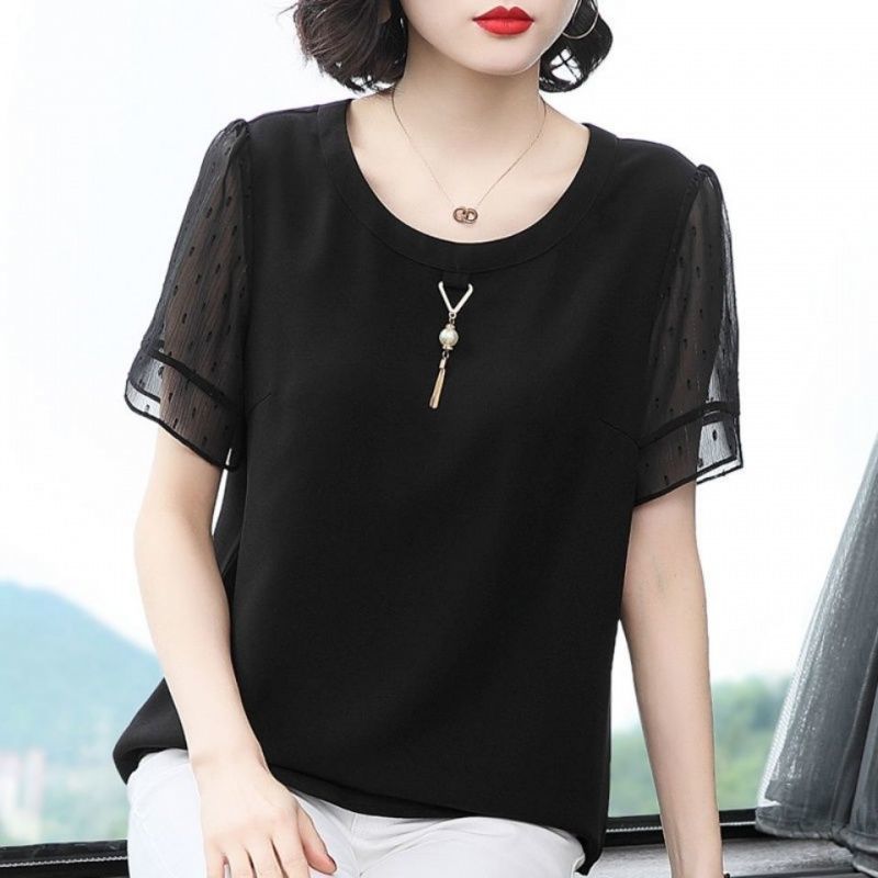 Summer Clothing For 60 Year Old Woman - Casual Solid Color All-match Shirt Women's