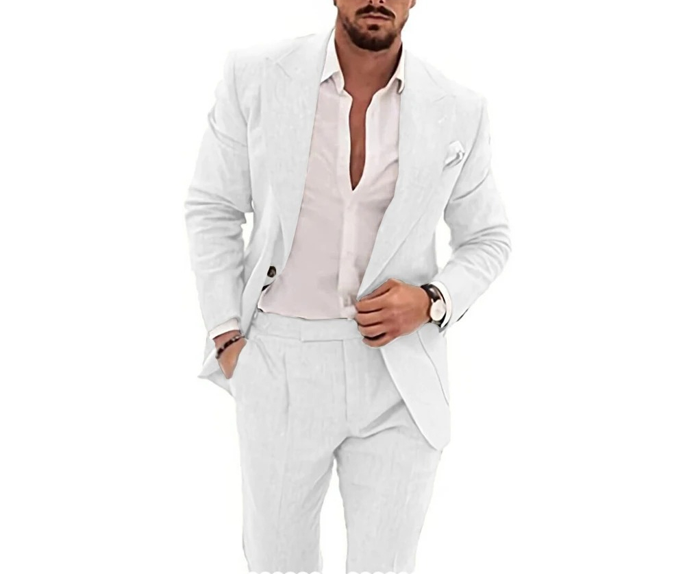 Summer Clothing Men Linen - Casual Men's Flax Suits 2 Pieces
