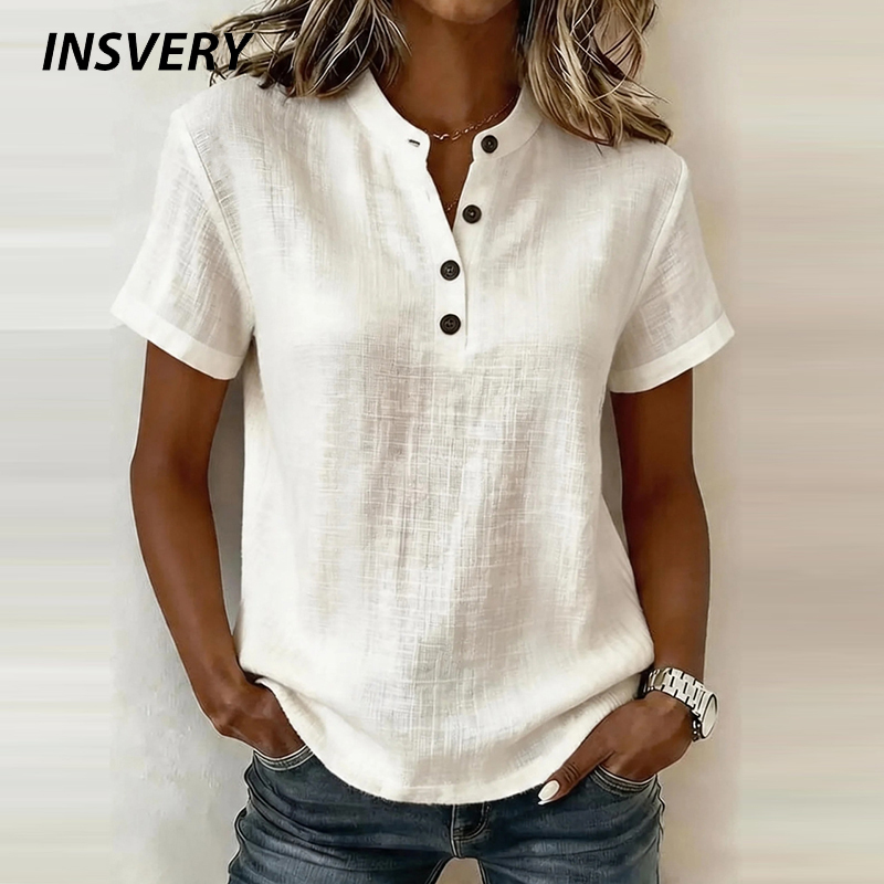 Summer Clothing Men Linen - Summer Short Sleeve Basic Blouses Women's