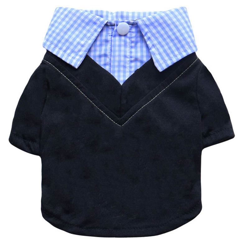 Summer Dog Clothing - Plaid Dog Shirt Fake Two Piece