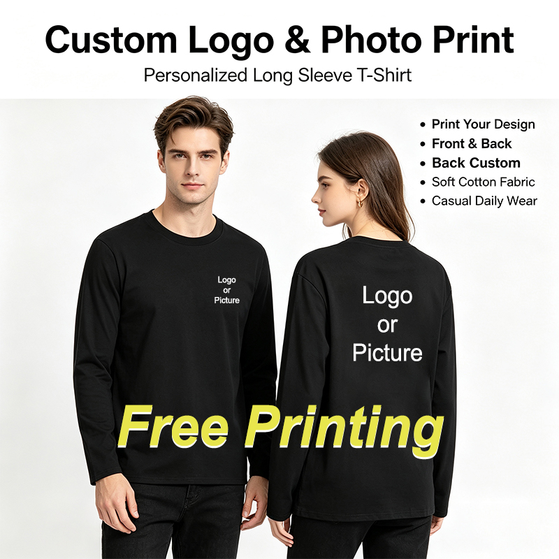 Summer Clothing Men - Customized Cotton Long Sleeve T-shirts Men