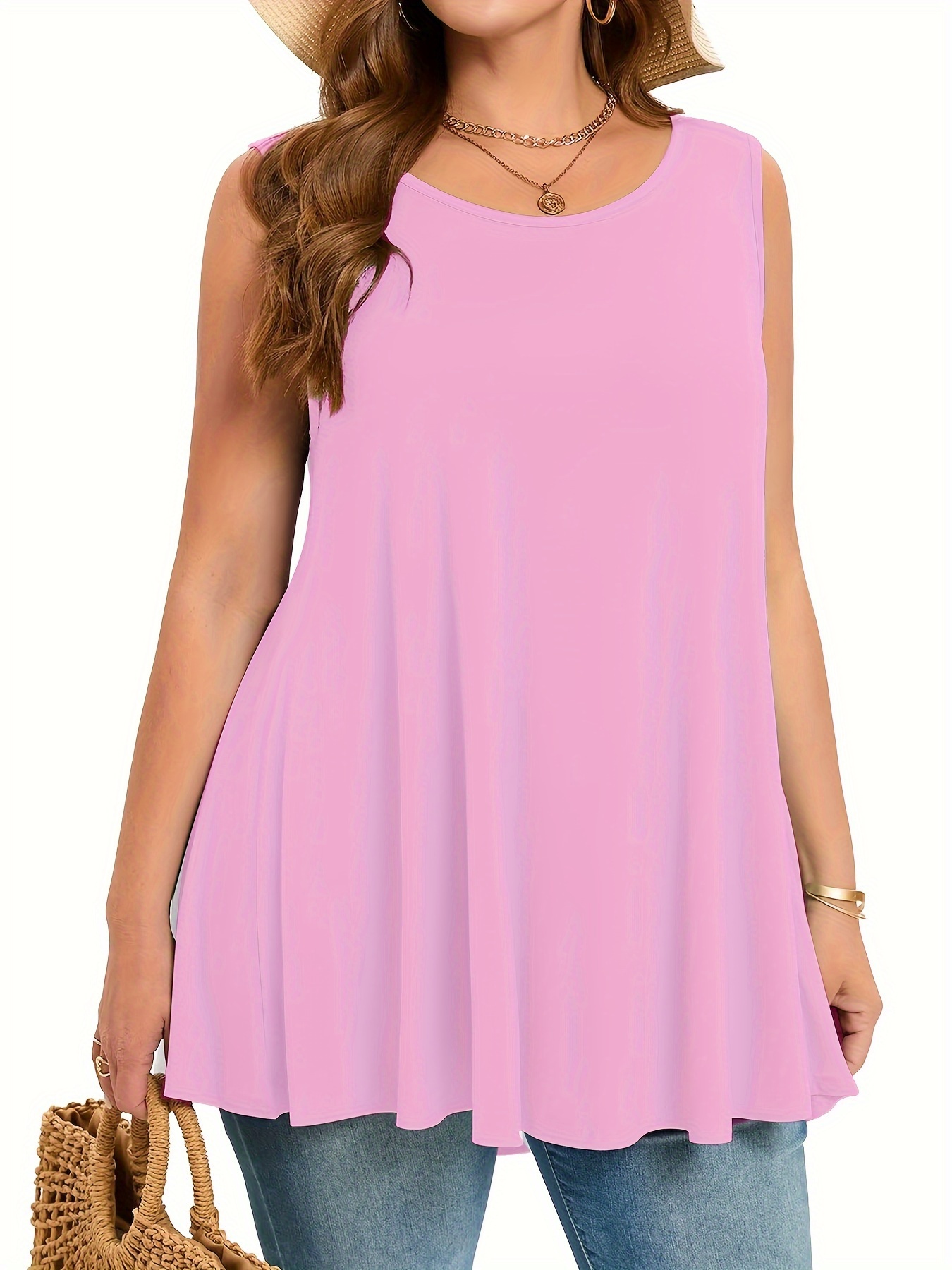 Plus Size Simple Solid Tank To - огляд і ціна Halter Neck Top