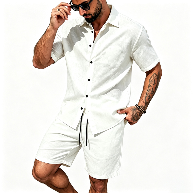 Men Linen Two Piece Outfit Sho - огляд і ціна Summer Clothing Men Linen