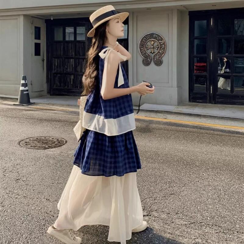 Women's Blue Plaid Two Piece S - огляд і ціна Halter Neck Top