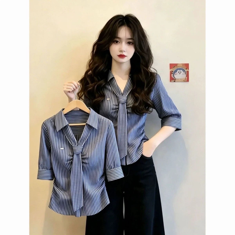 Polo Neck Lacing Short Sleeve  - огляд і ціна Summer Clothing Trends For Women