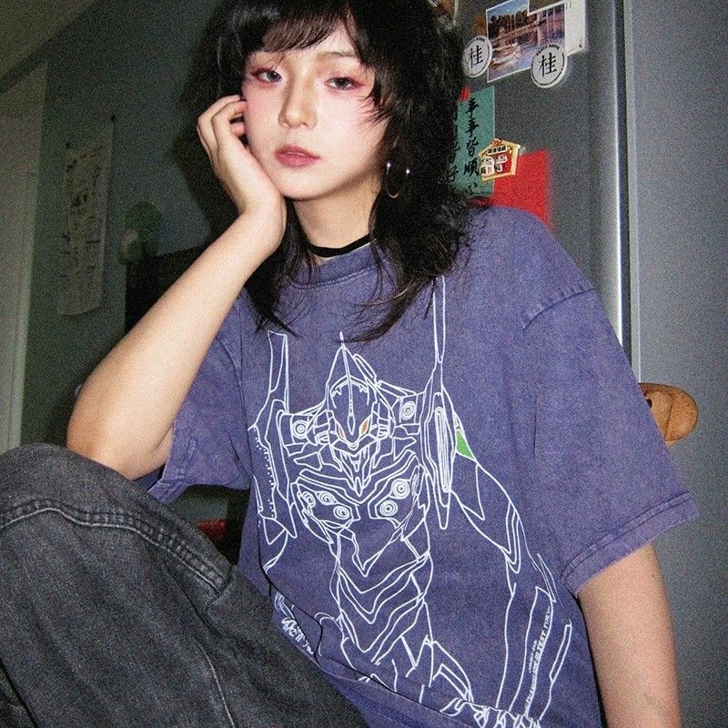 Evangelion Acid Washed Y2K T S - огляд і ціна Summer Clothing Old Money