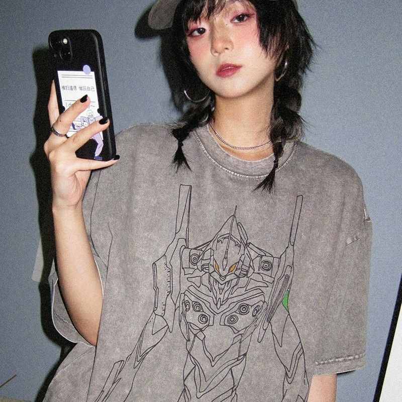 Evangelion Acid Washed Y2K T S - огляд і ціна Summer Clothing Old Money