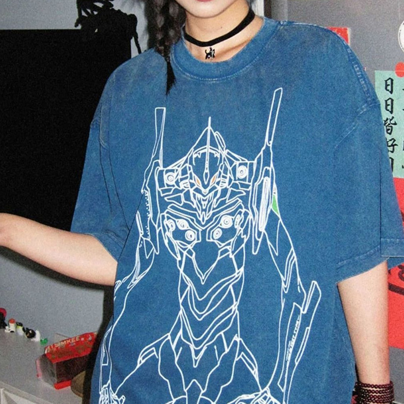 Evangelion Acid Washed Y2K T S - огляд і ціна Summer Clothing Old Money