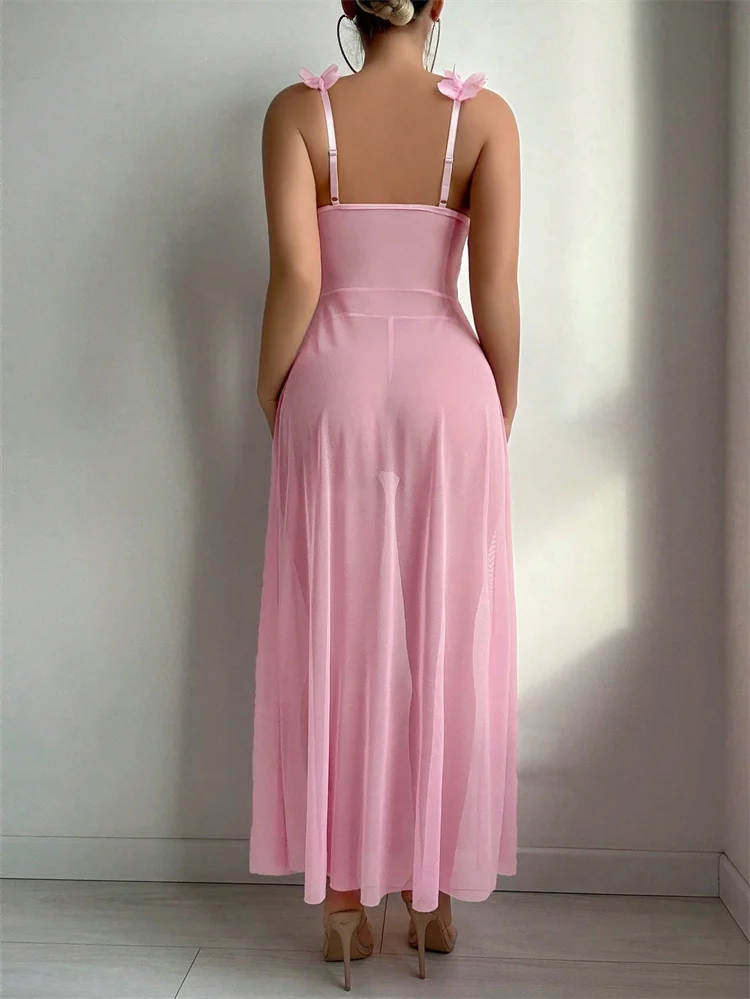 Pink Floral Lace See Through N - огляд і ціна Summer Clothing Items