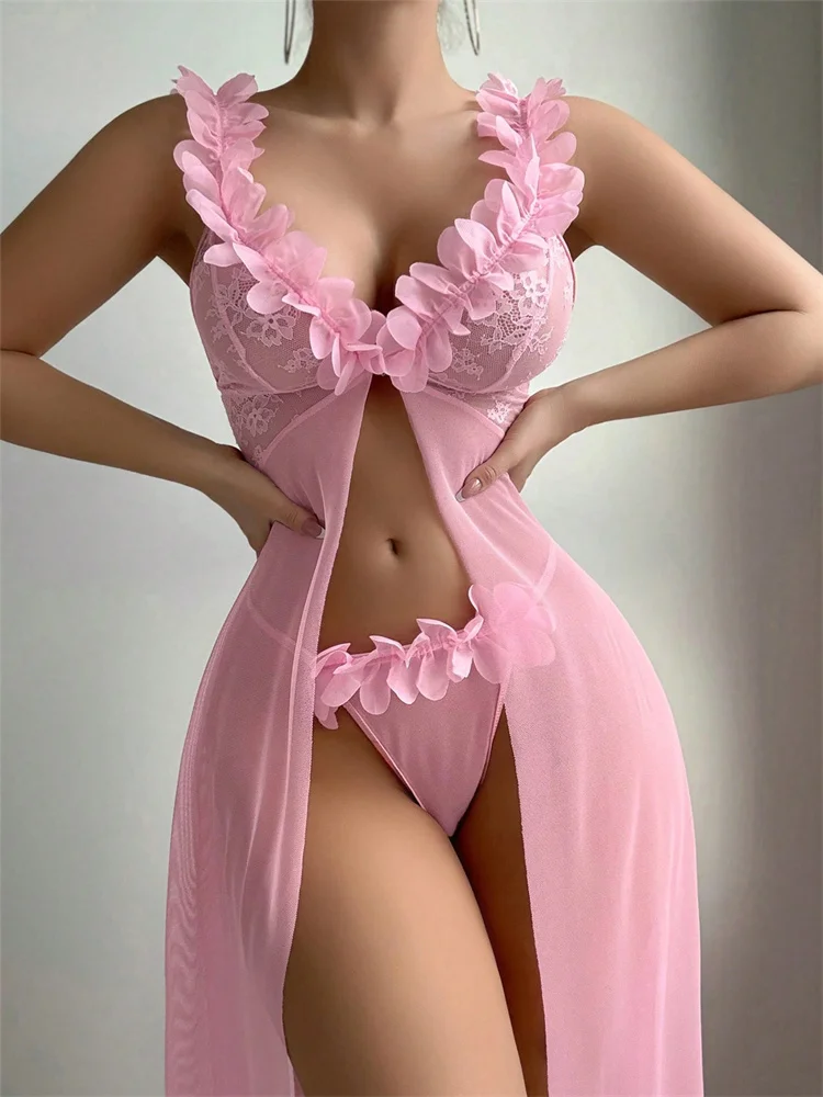 Pink Floral Lace See Through N - огляд і ціна Summer Clothing Items