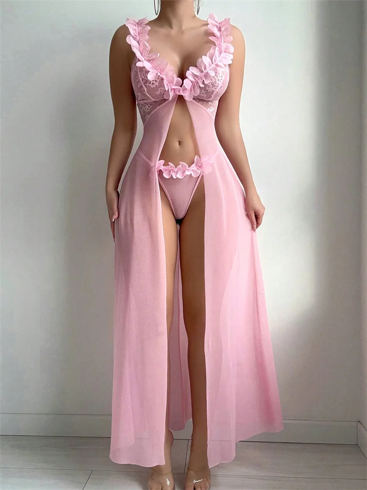 Pink Floral Lace See Through N - огляд і ціна Summer Clothing Items