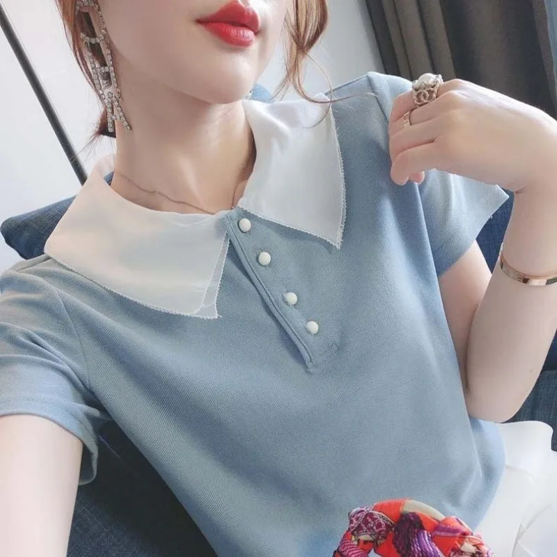 Short Sleeve Polo Neck T Shirt - огляд і ціна Quality Summer Clothing For Women