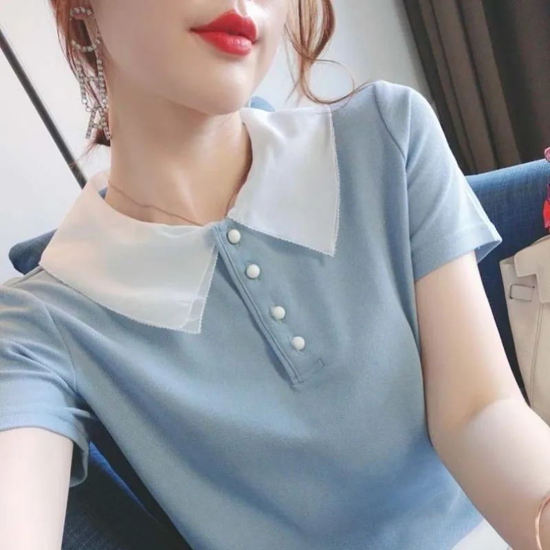 Short Sleeve Polo Neck T Shirt - огляд і ціна Quality Summer Clothing For Women
