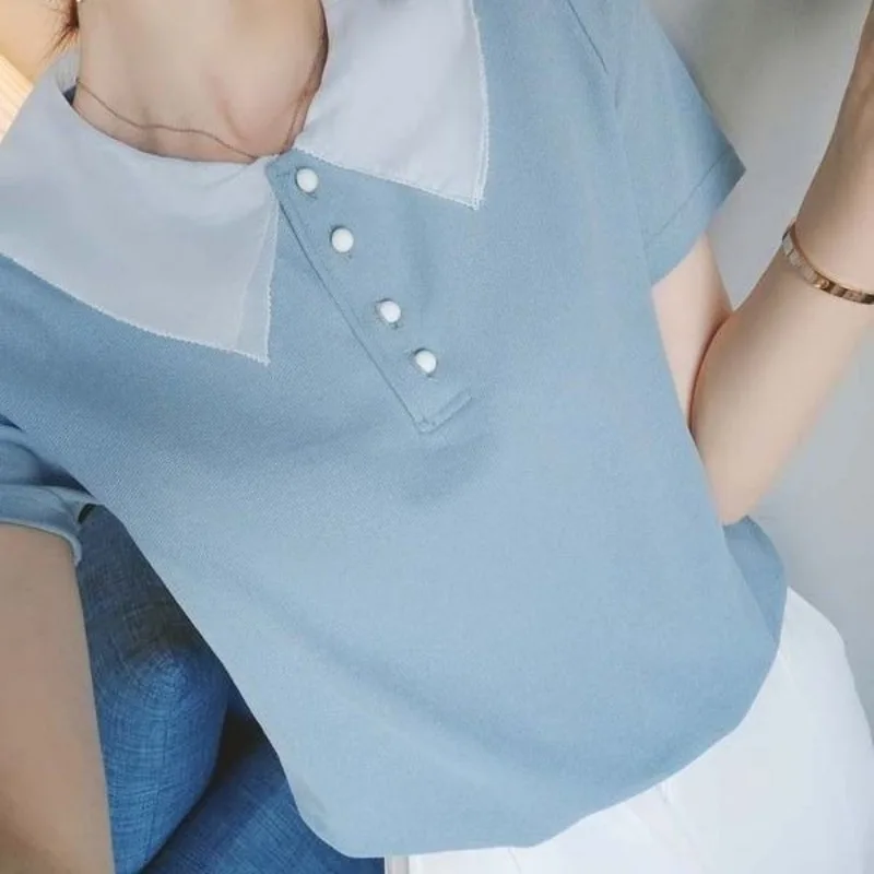 Short Sleeve Polo Neck T Shirt - огляд і ціна Quality Summer Clothing For Women