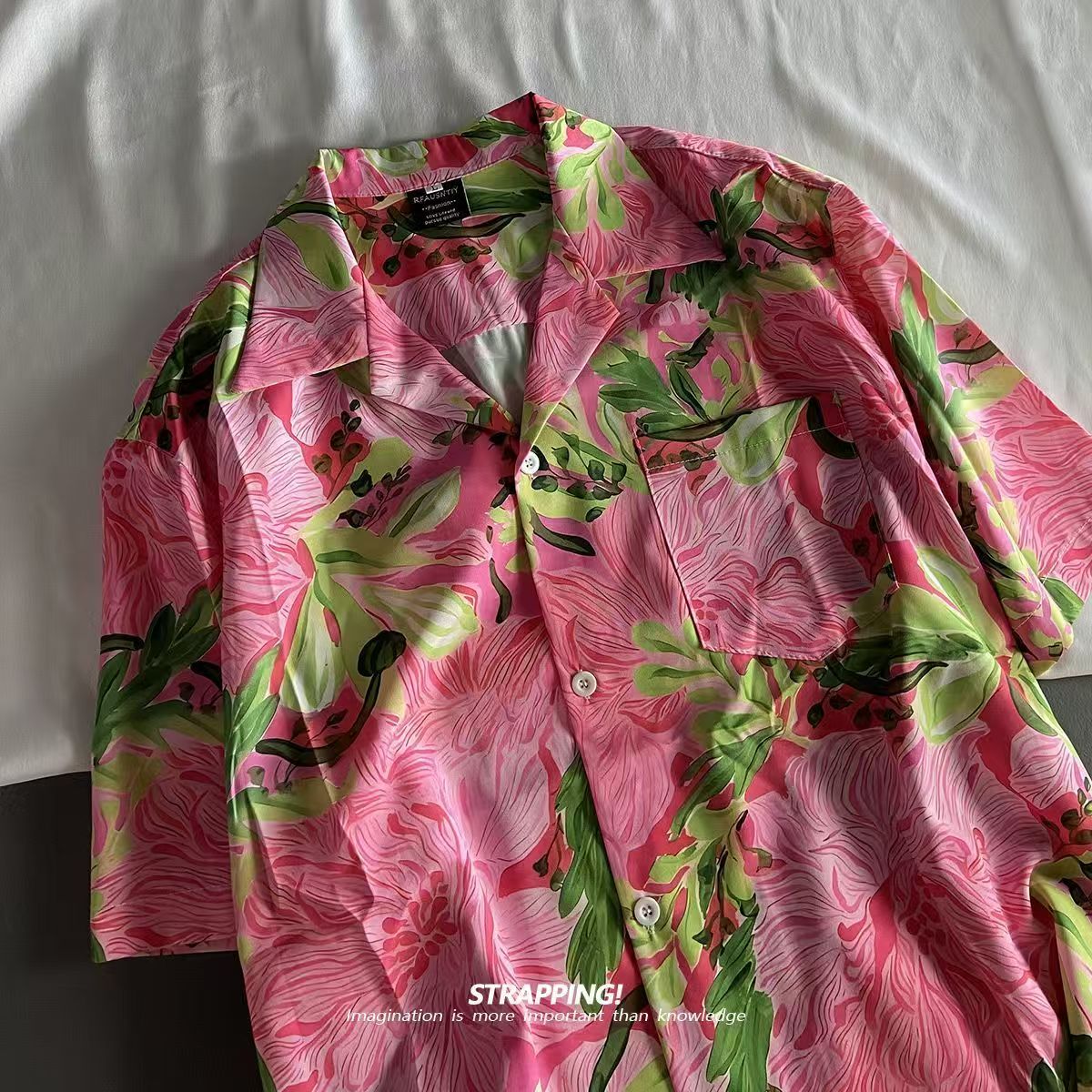 Pink Graffiti Floral Cuban Col - огляд і ціна Summer Clothing H&M