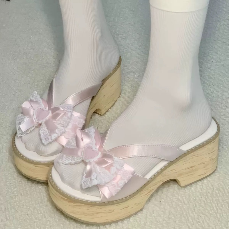 Sweet Bow Wood Grain Thick Bot - огляд і ціна Summer Clothing Items