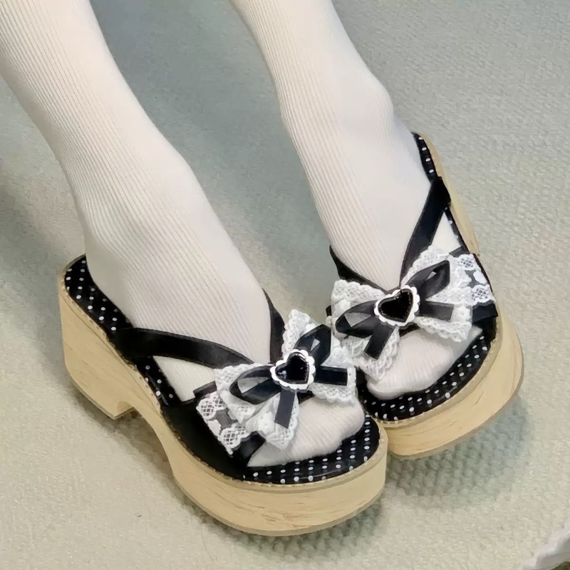Sweet Bow Wood Grain Thick Bot - огляд і ціна Summer Clothing Items