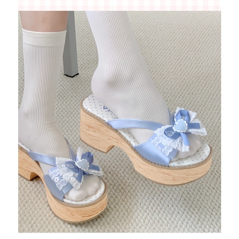 Sweet Bow Wood Grain Thick Bot - огляд і ціна Summer Clothing Items
