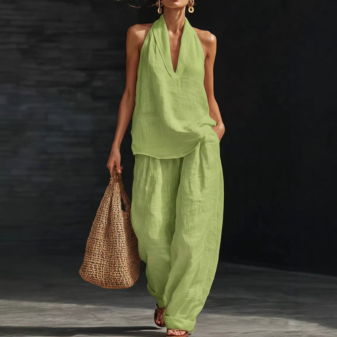 Summer Retro Solid Cotton Line - огляд і ціна Summer Clothing Men Linen