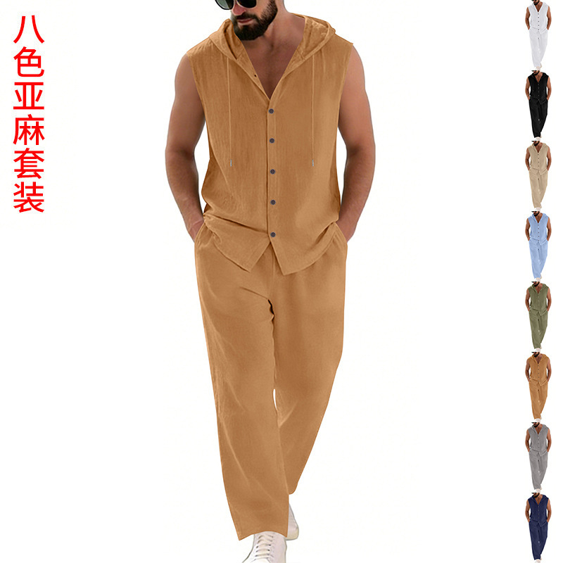 Men's Casual Linen Suit Hooded - огляд і ціна Summer Clothing Men