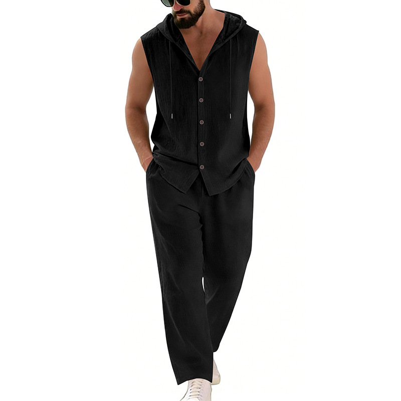 Men's Casual Linen Suit Hooded - огляд і ціна Summer Clothing Men