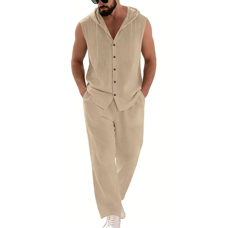 Men's Casual Linen Suit Hooded - огляд і ціна Summer Clothing Men