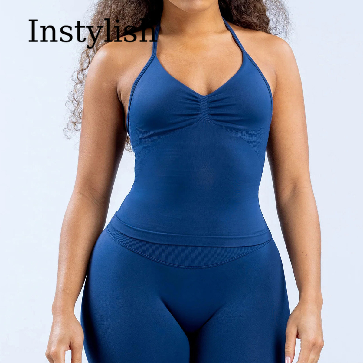 Women Seamless Yoga 2 Piece Se - огляд і ціна Halter Neck Top
