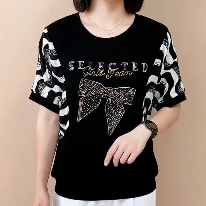 Fashion O-Neck Striped Spliced - огляд і ціна Summer Clothing For 60 Year Old Woman