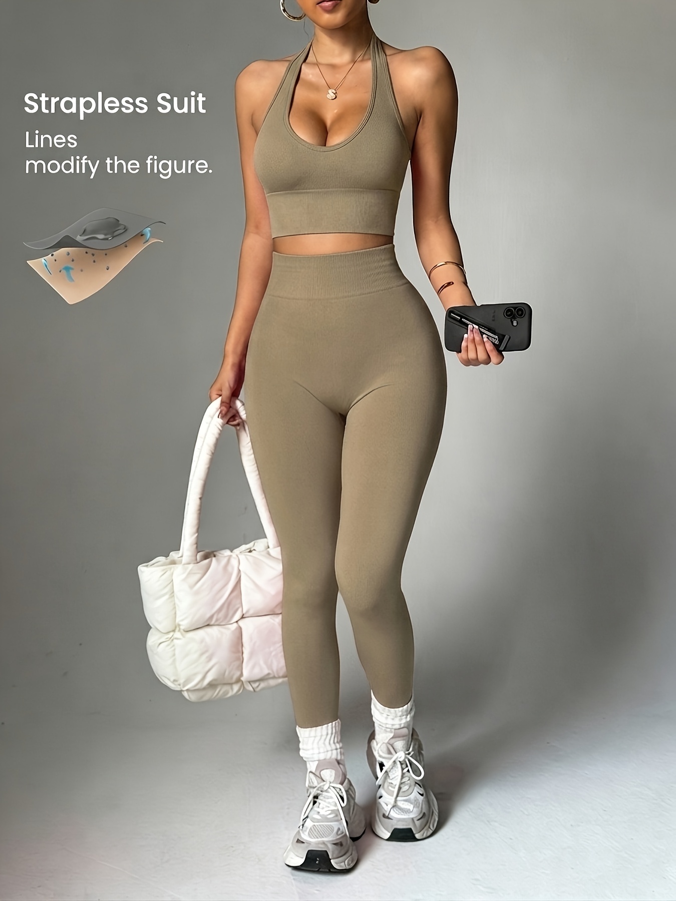 2pcs Solid Color Fashionable V - огляд і ціна Halter Neck Top